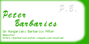 peter barbarics business card