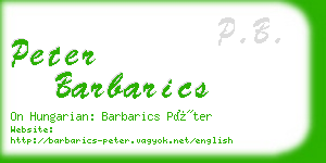peter barbarics business card